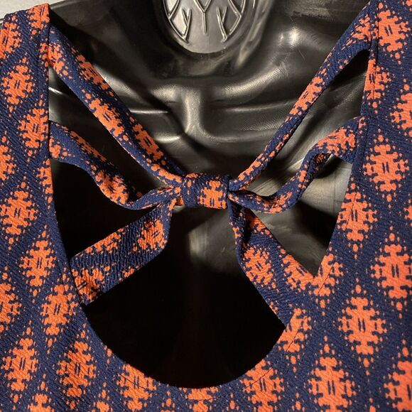 Maurice’s Tank Dress Mini Sleeveless Medium Back Cut Out Orange Blue 4%‎ Spandex - Picture 4 of 5